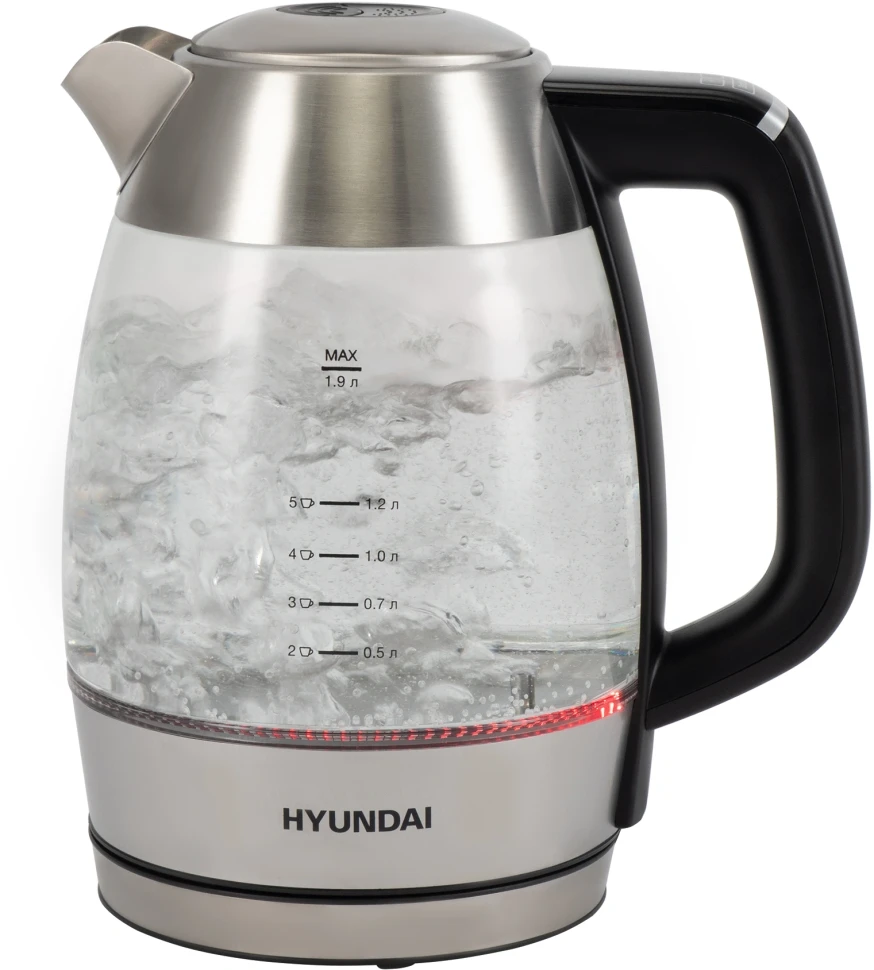 Чайник электрический Hyundai HYK-G9408 1.9л. 2200Вт черный/серебристый корпус: стекло  