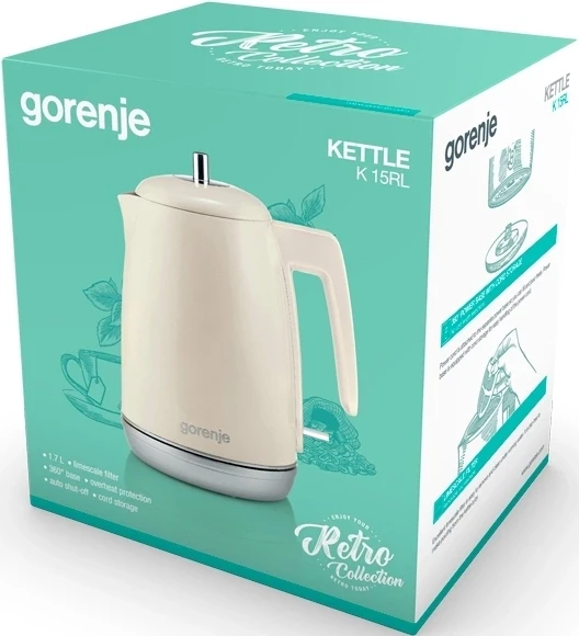 Чайник электрический Gorenje K15RL 1.7л. 2200Вт бежевый корпус: металл/пластик (742730)