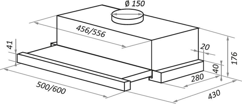 Вытяжка встраиваемая Maunfeld VS Fast 50 нержавеющая сталь управление: кулисные переключатели (1 мотор)  