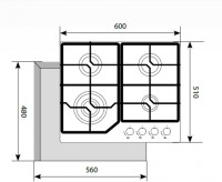 Газовая варочная поверхность Lex GVG 640-1 IV бежевый