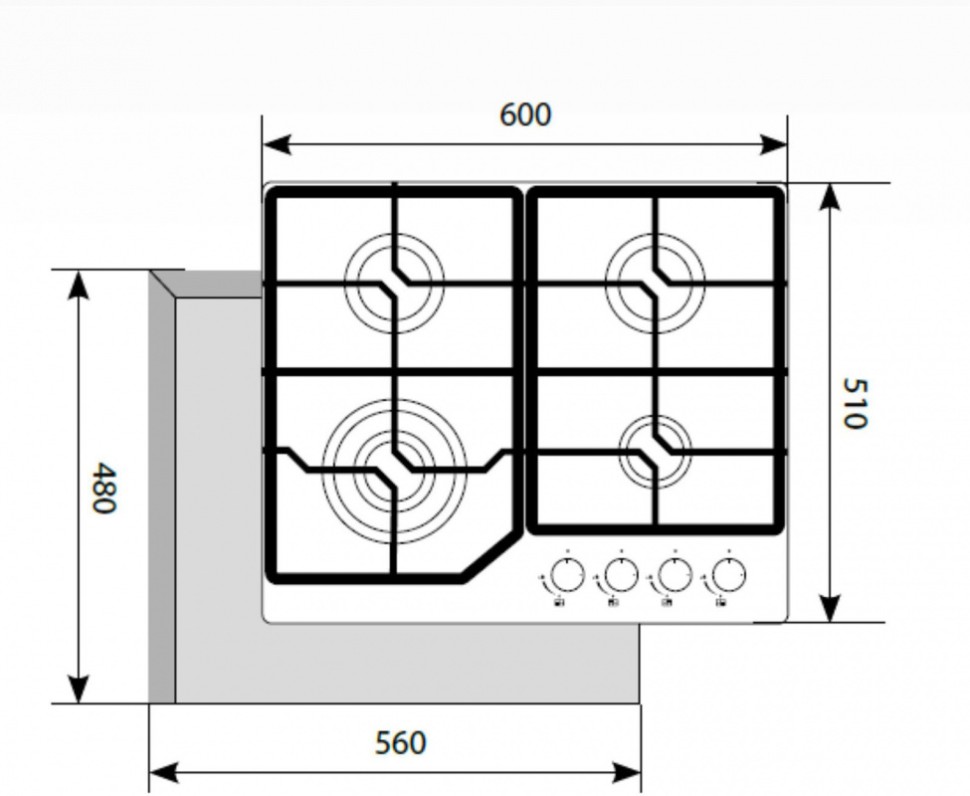 Газовая варочная поверхность Lex GVG 640-1 IV бежевый