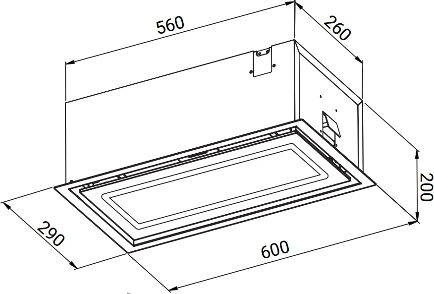 Вытяжка встраиваемая Weissgauff Quadra 600 Touch черный/стекло управление: сенсорное (1 мотор)