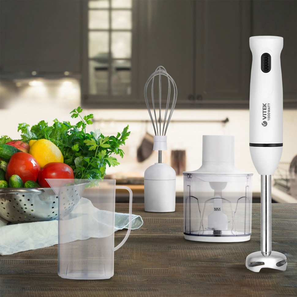 Блендер погружной Vitek VT-8531 1000Вт белый/белый  