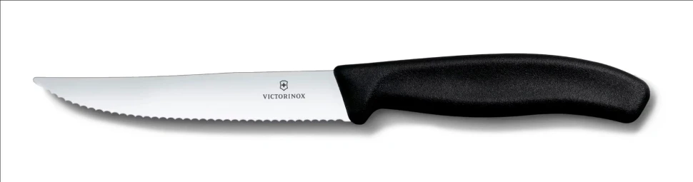 Нож кухонный Victorinox Swiss Classic Gourmet (6.7933) стальной разделочный для стейка/пиццы лезв.120мм серрейт. заточка черный