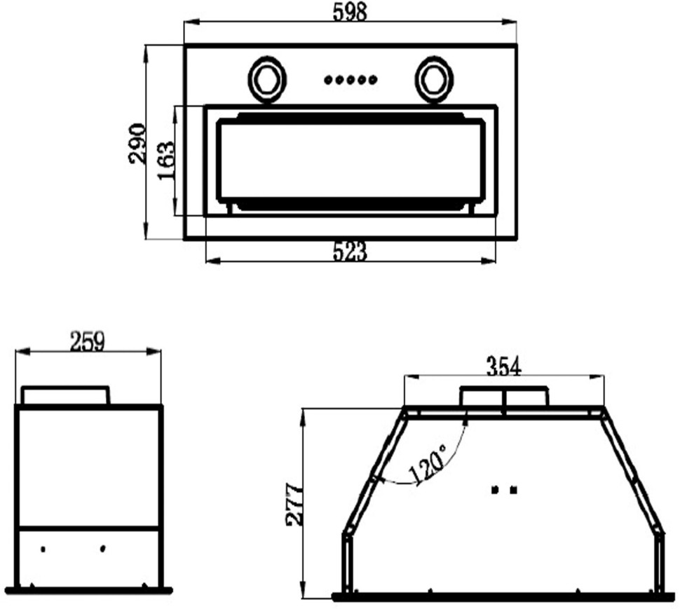 Вытяжка встраиваемая Maunfeld TRAPEZE 602M белый управление: кнопочное (1 мотор)  