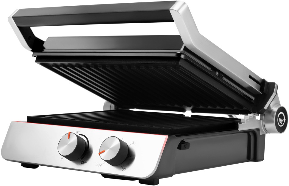 Электрогриль Hyundai HYG-4046 2200Вт черный/серебристый  