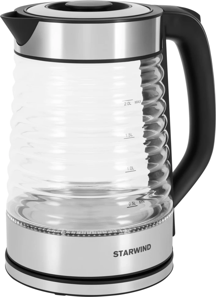 Чайник электрический Starwind SKG2111 2л. 1800Вт черный/прозрачный корпус: стекло  