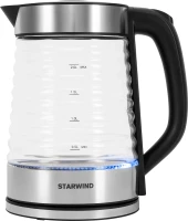 Чайник электрический Starwind SKG2111 2л. 1800Вт черный/прозрачный корпус: стекло