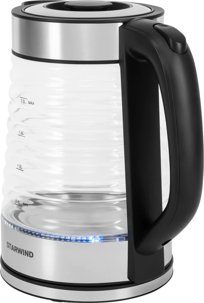 Чайник электрический Starwind SKG2111 2л. 1800Вт черный/прозрачный корпус: стекло  