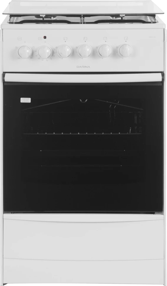 Плита Газовая Darina 1B KM 441 306 W белый/черный (стеклянная крышка) реш.сталь