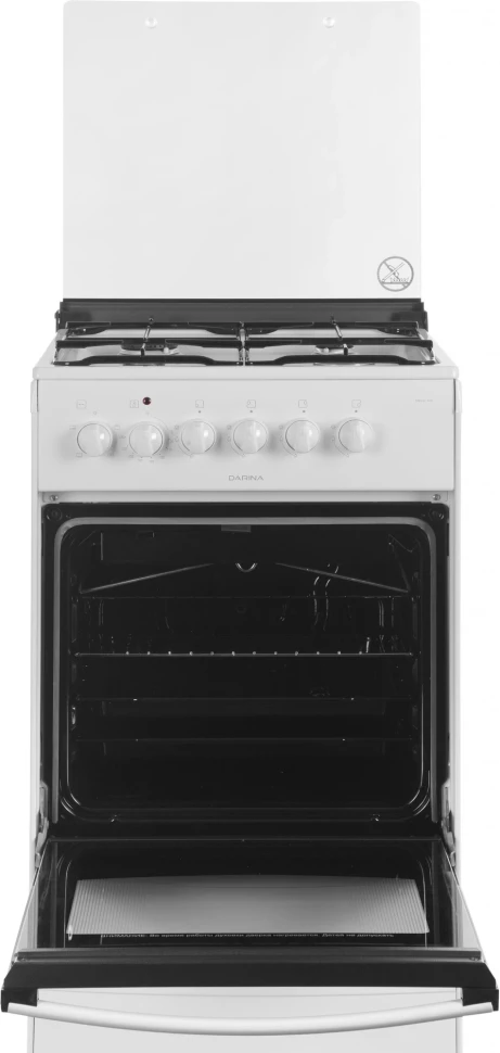 Плита Газовая Darina 1B KM 441 306 W белый/черный (стеклянная крышка) реш.сталь