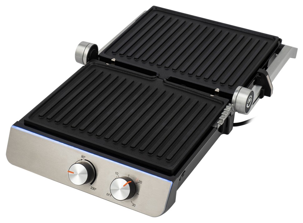 Электрогриль Hyundai HYG-5047 2200Вт серебристый/черный  