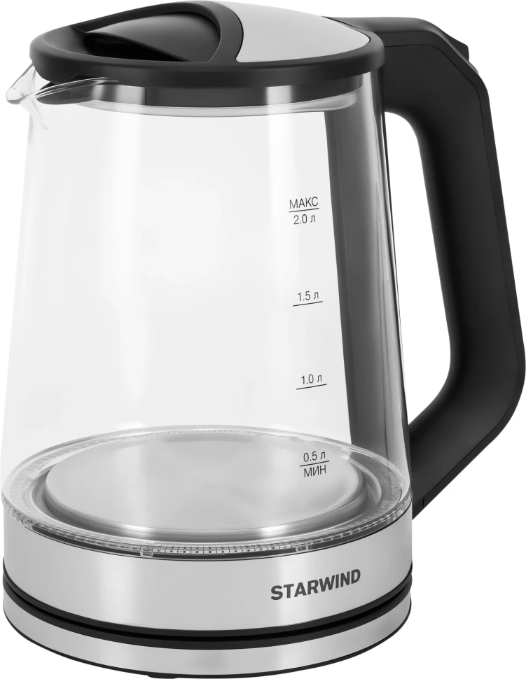 Чайник электрический Starwind SKG2112 2л. 1800Вт черный/прозрачный корпус: стекло  