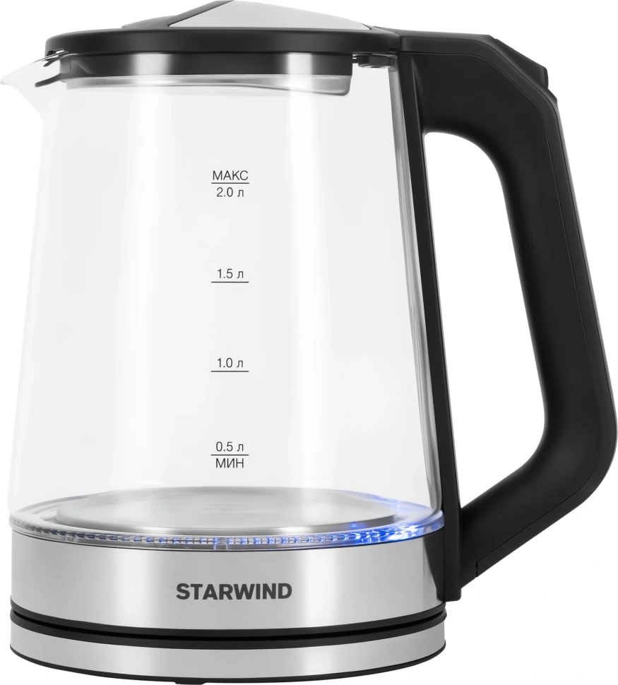 Чайник электрический Starwind SKG2112 2л. 1800Вт черный/прозрачный корпус: стекло  