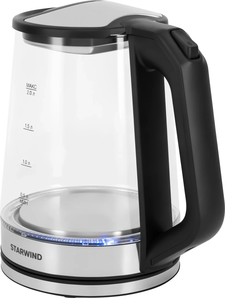 Чайник электрический Starwind SKG2112 2л. 1800Вт черный/прозрачный корпус: стекло  