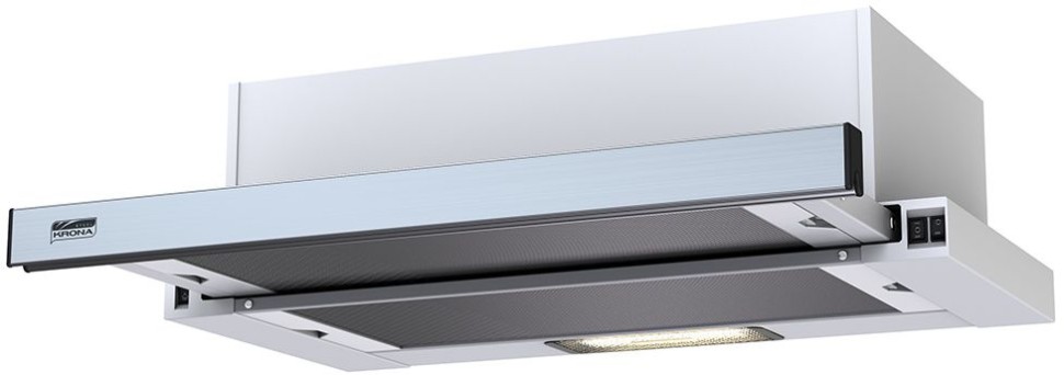 Вытяжка встраиваемая Krona Kerry 600 нержавеющая сталь/белый управление: кнопочное (1 мотор)  