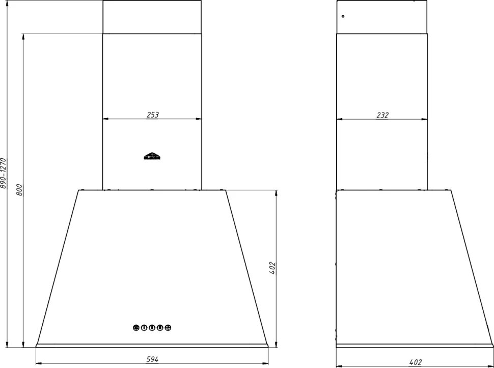 Вытяжка каминная Elikor Гамма 60П-650-Э3Д антрацит/серебристый управление: кнопочное (1 мотор)