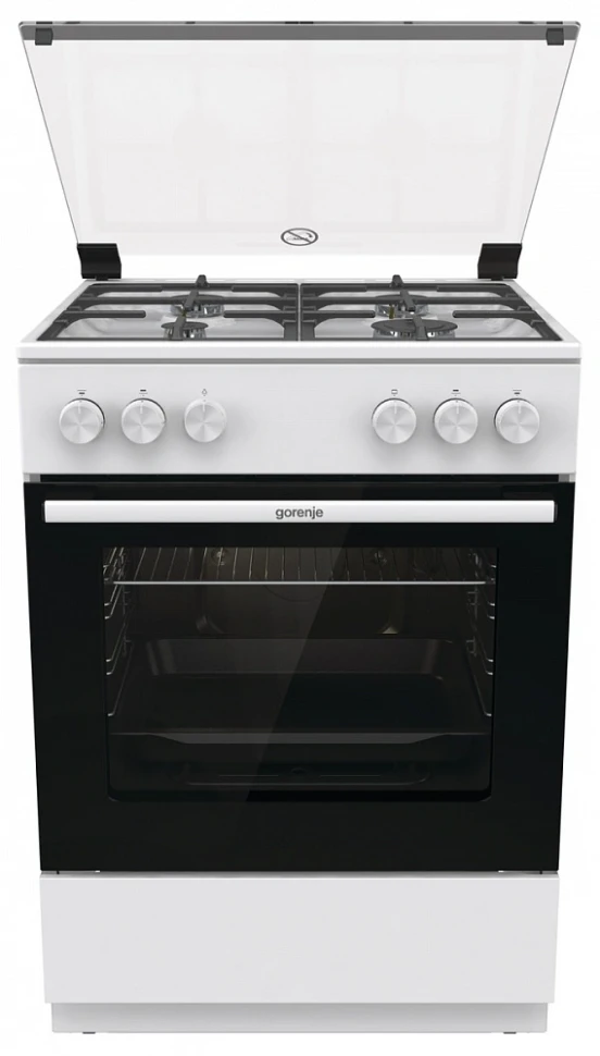 Плита Газовая Gorenje GG6A11WF белый (стеклянная крышка) реш.чугун