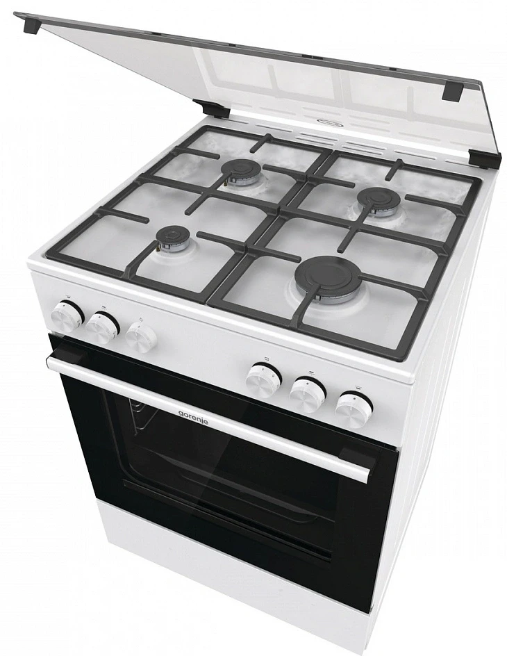 Плита Газовая Gorenje GG6A11WF белый (стеклянная крышка) реш.чугун