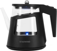 Чайник электрический Starwind SKG2113 1л. 1000Вт черный/прозрачный корпус: стекло