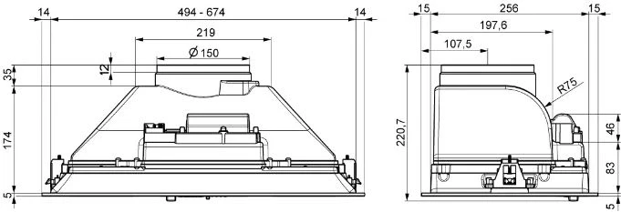 Вытяжка встраиваемая Elikor Casper 70Н-450-П3Д нержавеющая сталь управление: кнопочное (1 мотор)