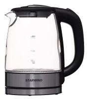 Чайник электрический Starwind SKG5210 1.7л. 2200Вт черный/серебристый корпус: стекло/металл/пластик