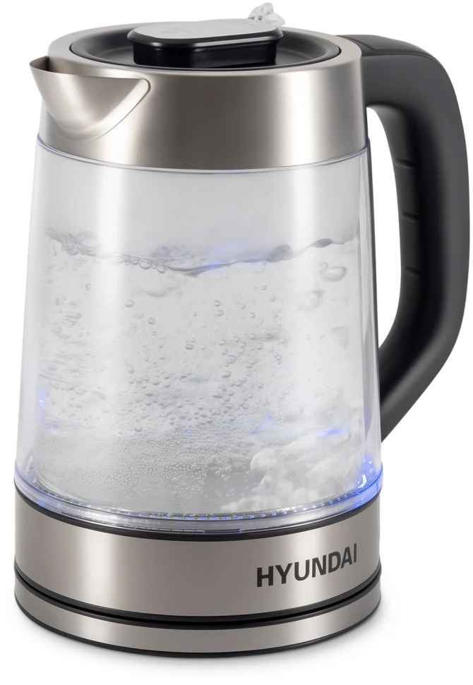 Чайник электрический Hyundai HYK-G4015 1.9л. 2200Вт черный/серебристый корпус: стекло  