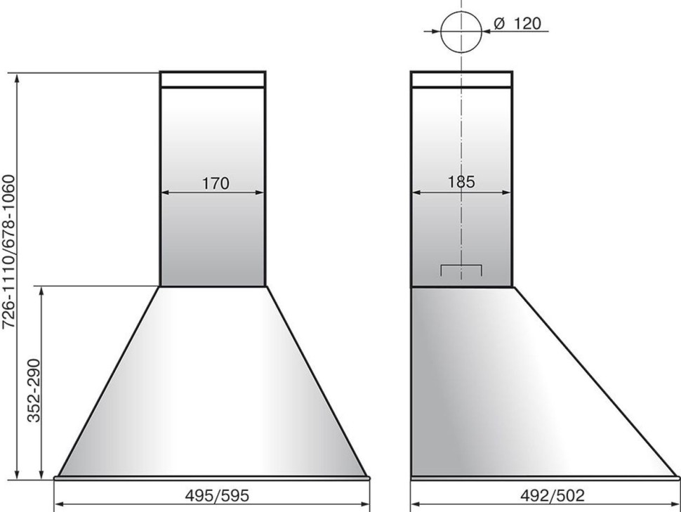 Вытяжка каминная Elikor Эпсилон 60П-430-П3Л черный/бронза управление: ползунковое (1 мотор)