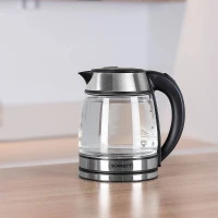 Чайник электрический Scarlett SC-EK27G54 1.7л. 1800Вт серебристый/черный корпус: нерж.сталь/стекло