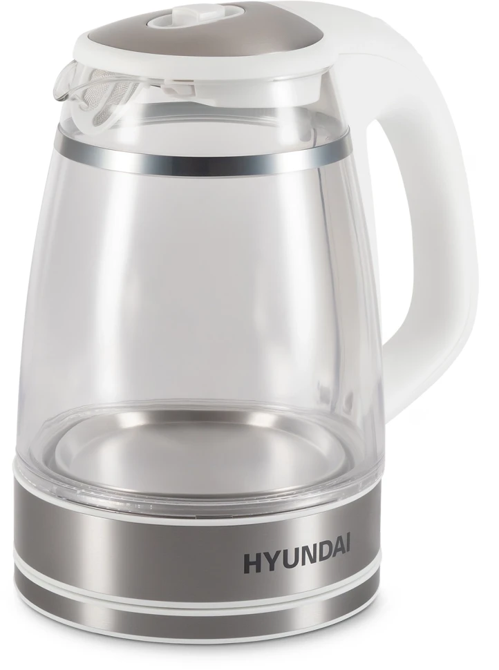 Чайник электрический Hyundai HYK-G3506 1.7л. 2200Вт белый/серебристый корпус: стекло  