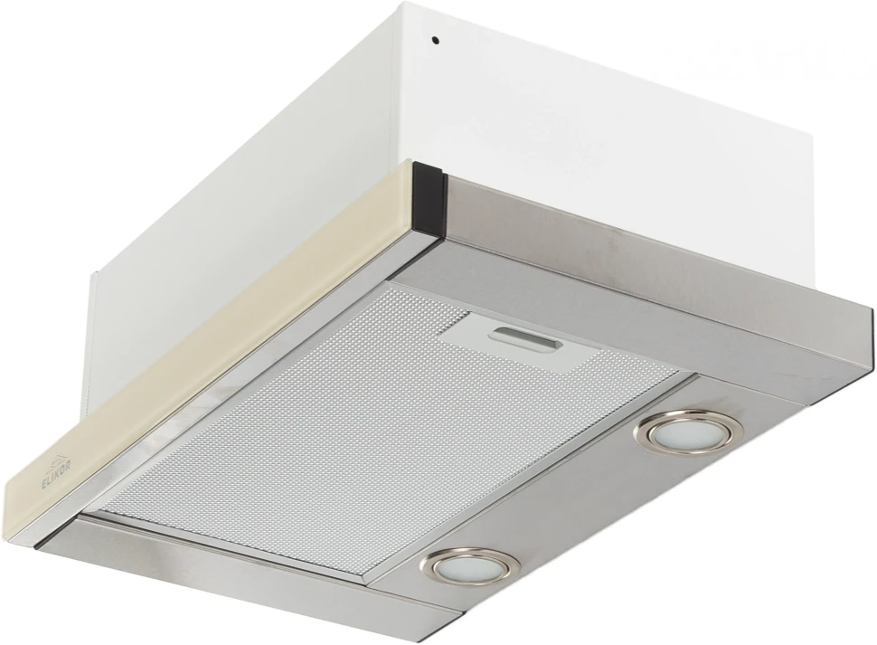 Вытяжка встраиваемая Elikor Интегра Glass 50Н-400-В2Д нержавеющая сталь/стекло бежевое управление: кнопочное (1 мотор)  