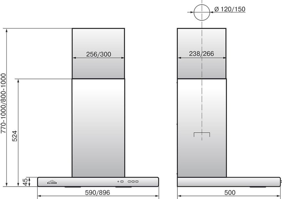 Вытяжка каминная Elikor Квадра 60П-430-К3Д белый управление: кнопочное (1 мотор)  