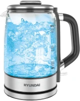 Чайник электрический Hyundai HYK-G5501 1.7л. 2200Вт серебристый/черный корпус: стекло