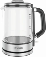 Чайник электрический Hyundai HYK-G5501 1.7л. 2200Вт серебристый/черный корпус: стекло