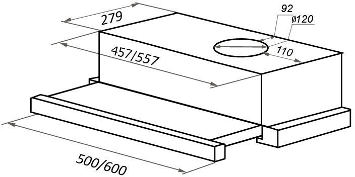 Вытяжка встраиваемая Maunfeld VS Light 50 белый управление: кулисные переключатели (1 мотор)  