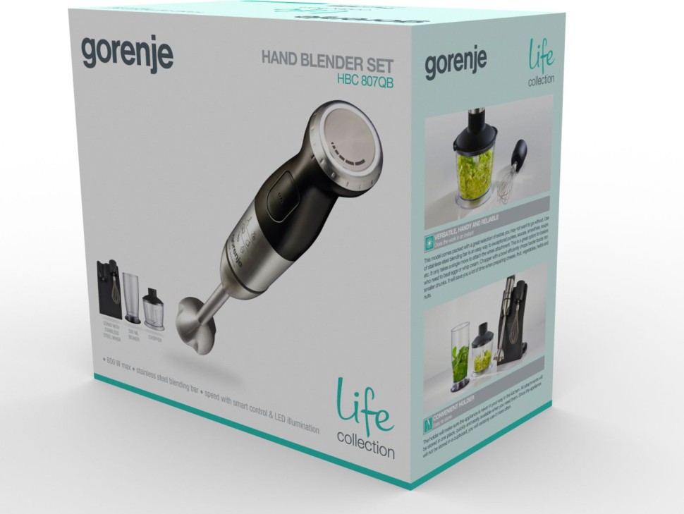 Блендер погружной Gorenje HBC807QB 800Вт черный  