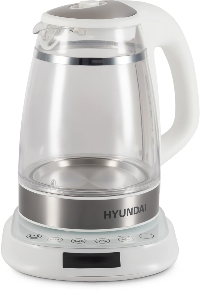 Чайник электрический Hyundai HYK-G5507 1.7л. 2200Вт белый/серебристый корпус: стекло  