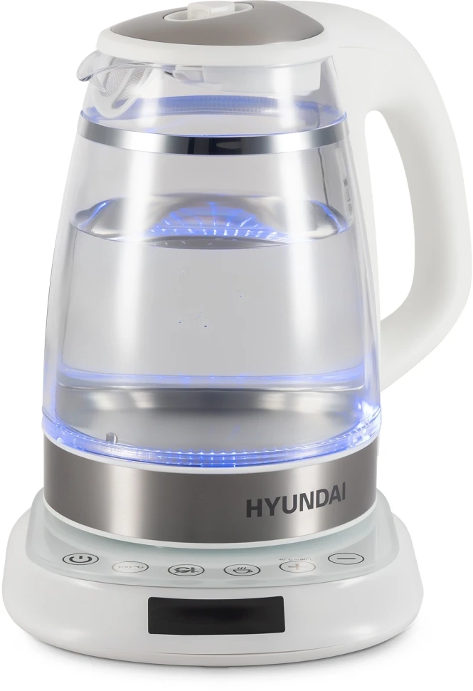 Чайник электрический Hyundai HYK-G5507 1.7л. 2200Вт белый/серебристый корпус: стекло  