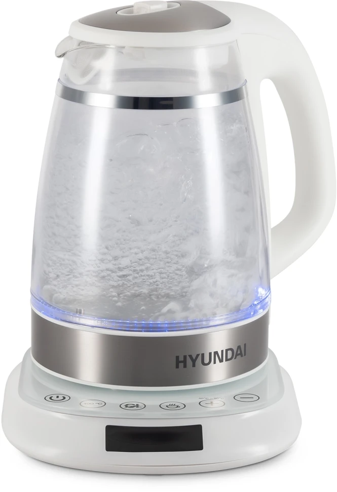 Чайник электрический Hyundai HYK-G5507 1.7л. 2200Вт белый/серебристый корпус: стекло  