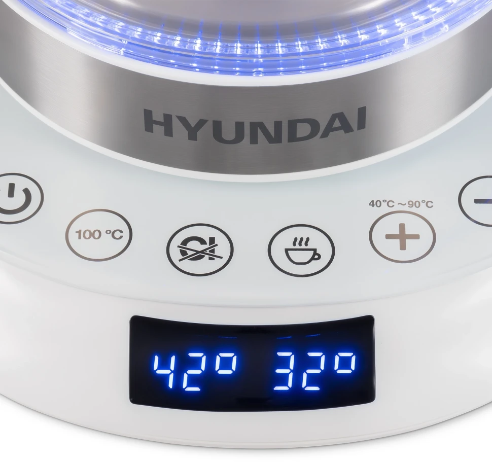 Чайник электрический Hyundai HYK-G5507 1.7л. 2200Вт белый/серебристый корпус: стекло  