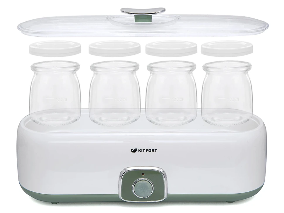 Йогуртница Kitfort KT-2006 20Вт 4б. 180мл белый/зеленый  