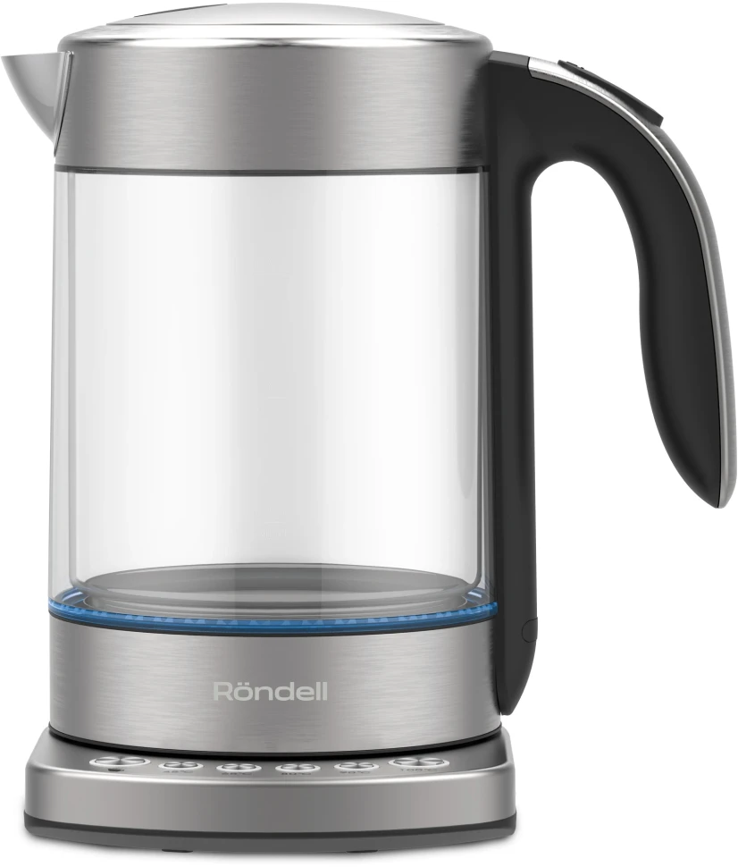 Чайник электрический Rondell RDE-WK888 1.6л. 2200Вт серебристый/прозрачный корпус: стекло  