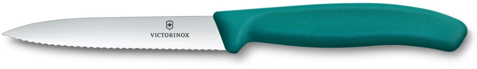 Нож кухонный Victorinox Swiss Classic (6.7734.C1) для чистки овощей и фруктов лезв.100мм серрейт. заточка зеленый  