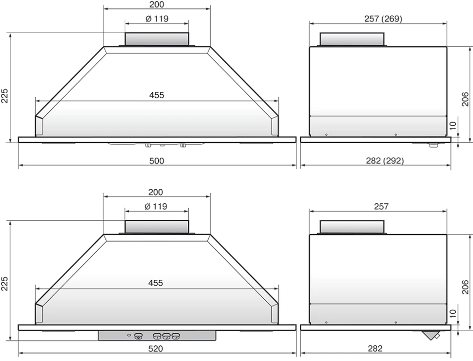 Вытяжка встраиваемая Elikor Врезной блок 52Н-400-П3Д нержавеющая сталь управление: ползунковое (1 мотор)  