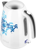 Чайник электрический Kitfort КТ-6772 1.7л. 2200Вт белый/синий корпус: металл/пластик