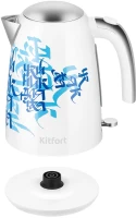 Чайник электрический Kitfort КТ-6772 1.7л. 2200Вт белый/синий корпус: металл/пластик
