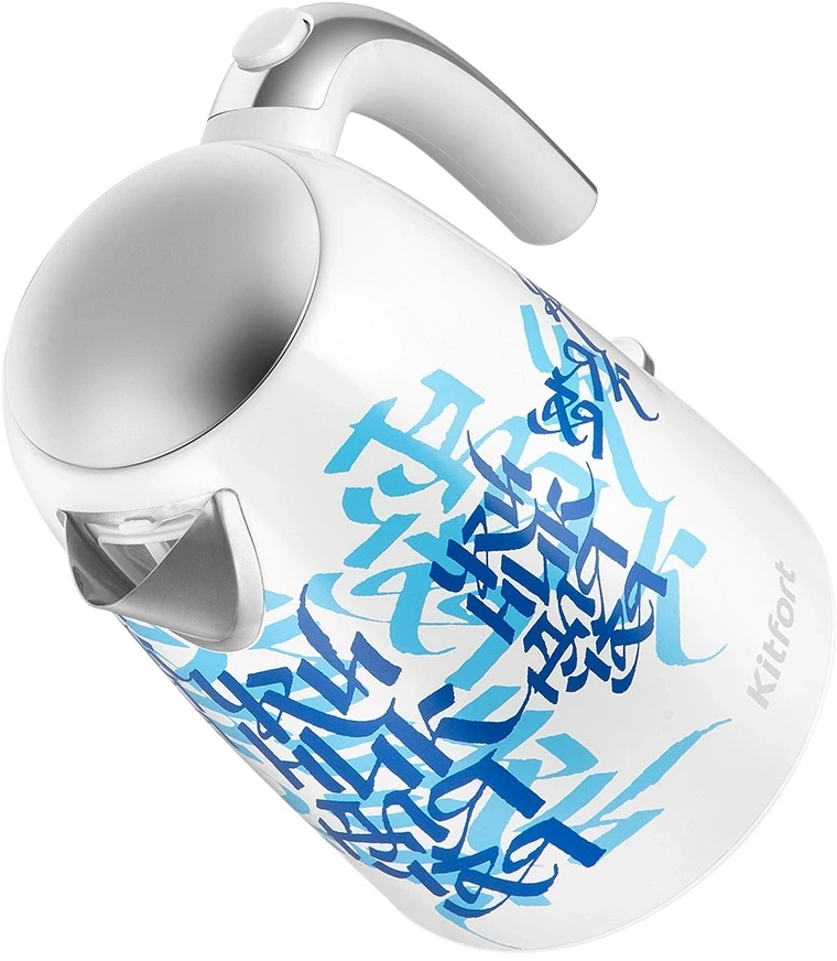 Чайник электрический Kitfort КТ-6772 1.7л. 2200Вт белый/синий корпус: металл/пластик  