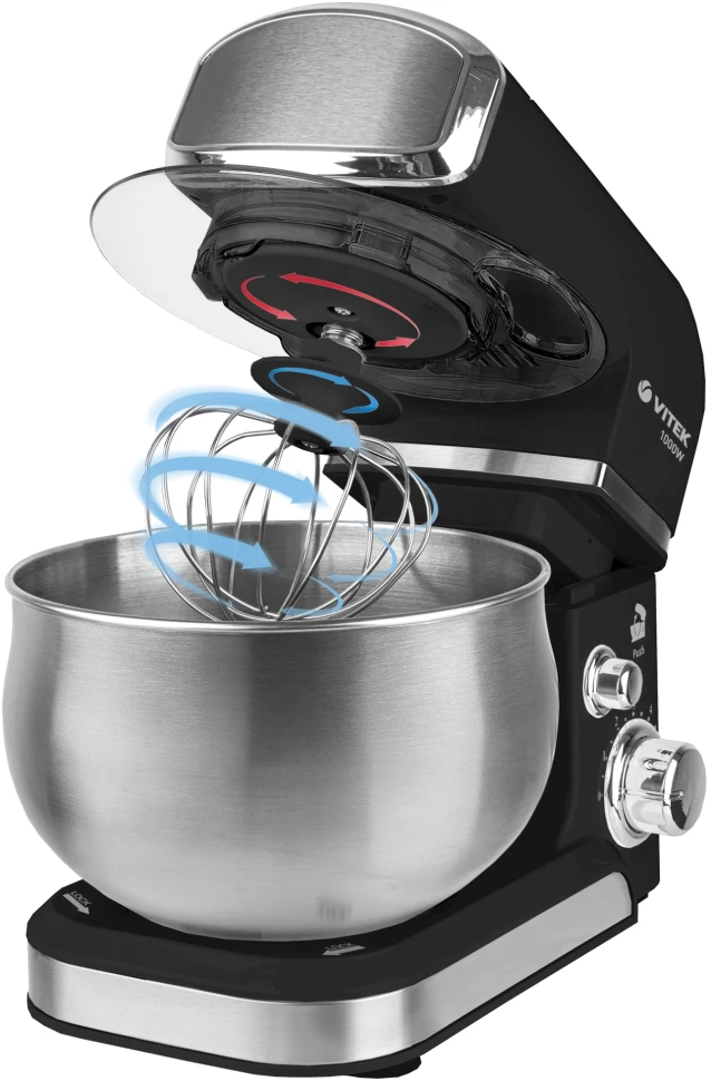 Кухонная машина Vitek Midnight VT-4116 планетар.вращ. 1000Вт черный/стальной  