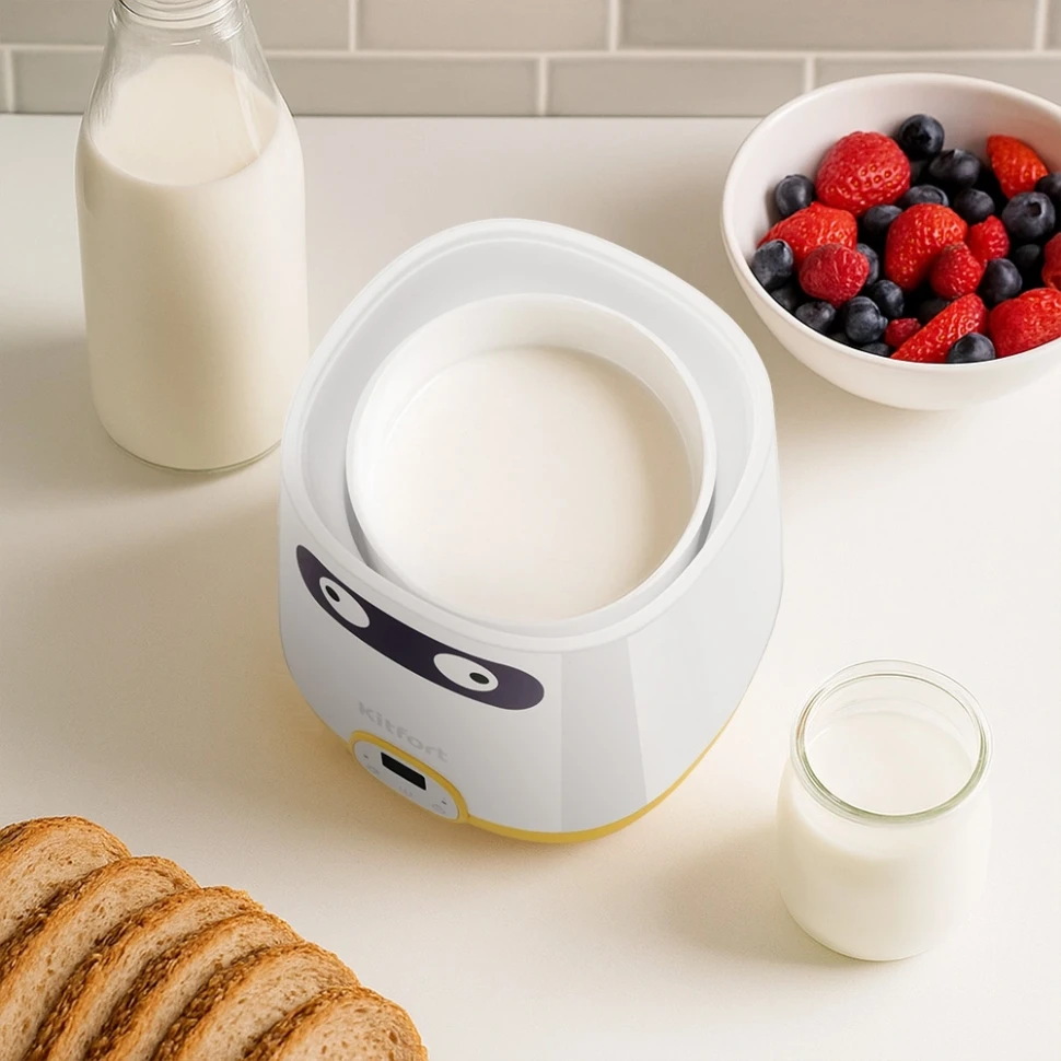 Йогуртница Kitfort КТ-6407 20Вт 1б. 1000мл упр.:электрон. желтый/белый