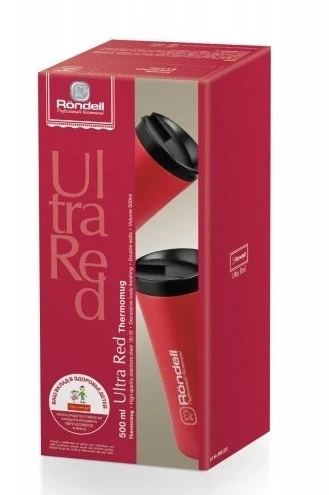 Термокружка для напитков Rondell Ultra RDS-230 0.5л. бордовый картонная коробка  